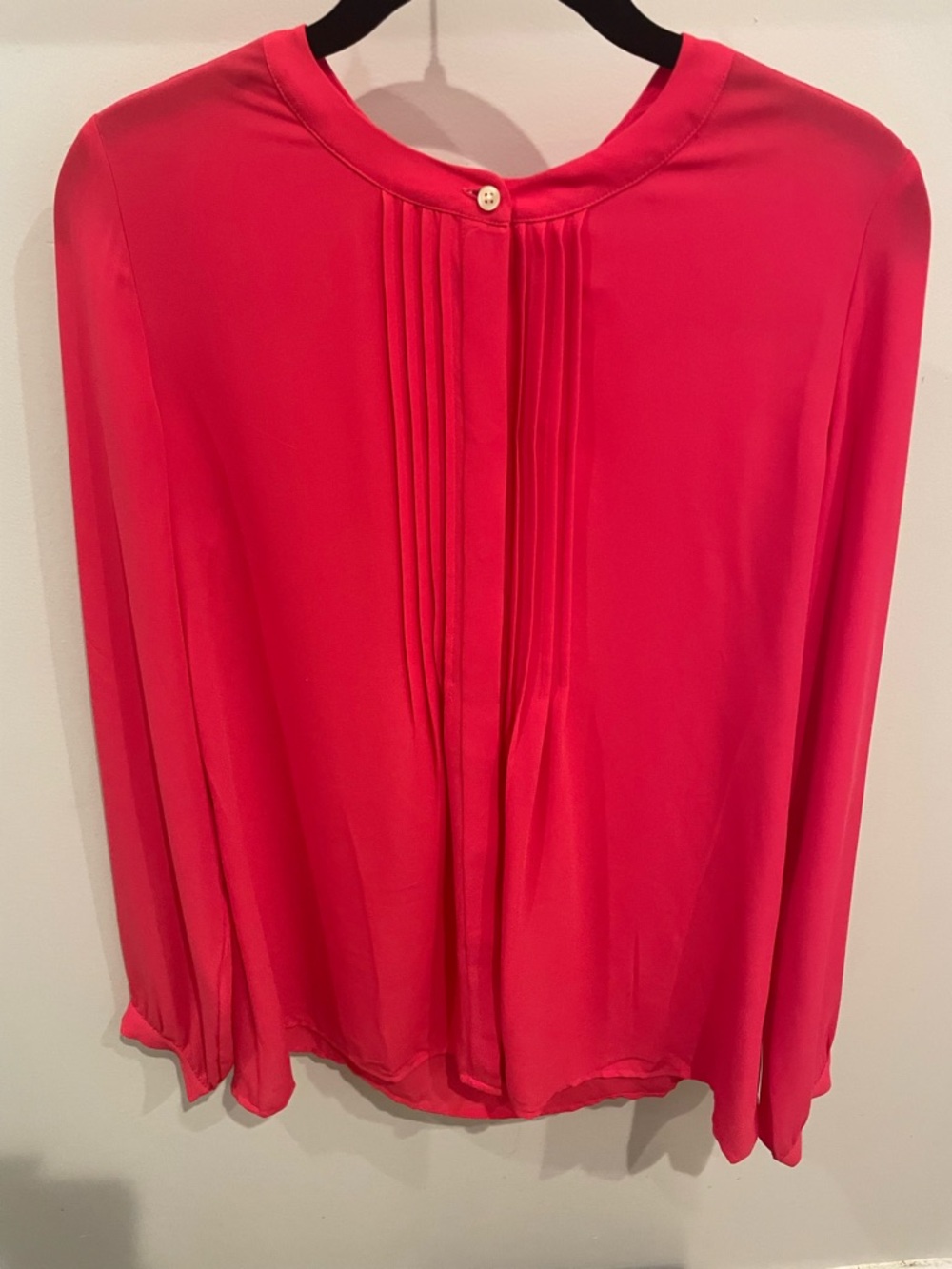 Banana Republic Hot Pink Pleated-Front Blouse